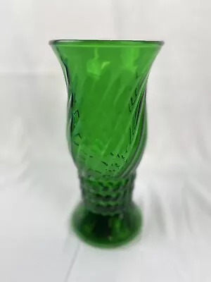 Vintage E.O. Brody Emerald Green Swirled Vase 9.5” Tall EUC • $5