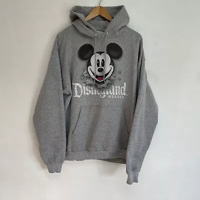 Disney Hoodie Mens Large Grey Disneyland Mickey Mouse • £14