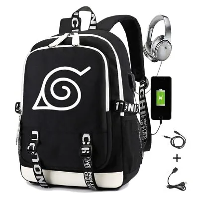 $38.99 • Buy Anime Naruto With Usb Charging Printing Laptop Casual Travel School Backpack