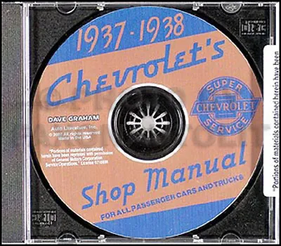 1937 1938 Chevrolet CD-ROM Shop Repair Manual Chevy Car And Truck Service • $87.69