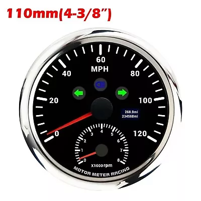 W PRO 110mm GPS Speedometer Tachometer 120 MPH Turn Signal High Beam Waterproof • $77.89