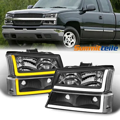 Pair LED DRL Headlights For 2003-2006 Chevrolet Silverado 1500 2500HD 3500 • $163.79