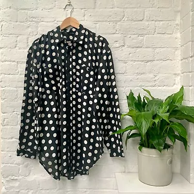 B&W Polka Dot Shirt Men's L Size Black Light Cotton (NEW) • £13.99