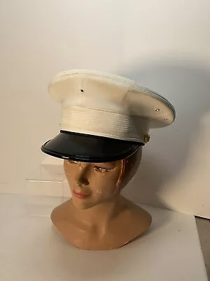 USMC Dress Blues Officers White Cap Hat By Bernard Size 6 7/8 • $49.95