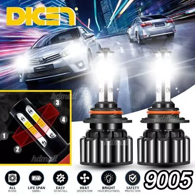 4-Side 9005 LED Headlight Super Bright Bulbs Kit 330000LM HIGH/LOW Beam 6000K US • $10.99