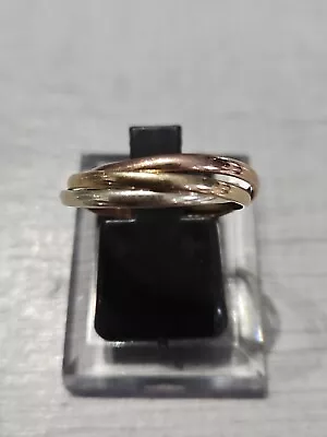9ct Yellow White &Rose Gold Russian Wedding Band Ring Size N1/2 • £225