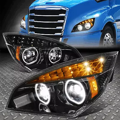 [led Halo Drl+signal]for 18-21 Freightliner Cascadia Projector Headlights Black • $569.99