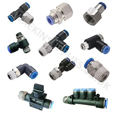 NPT Pneumatic Push In Fittings For Air/Water Hose & Tube **ALL SIZES AVAILABLE** • £5