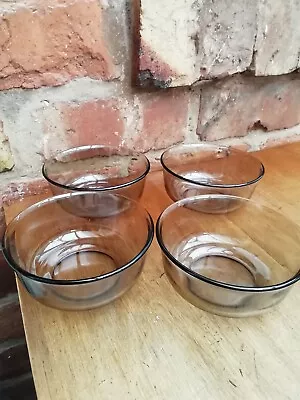 £8.99 • Buy 4 Vintage / Retro Arcoroc French Smoked Glass Dishes /70s