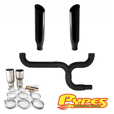 8  Miter Cut Black Double Stack Stainless Pypes Exhaust Kit RAM 2500 3500 Diesel • $733.04