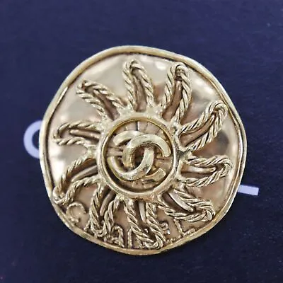 CHANEL CC Logos Round Used Pin Brooch Gold Plated 94 A France Vintage #CJ489 S • $863.72