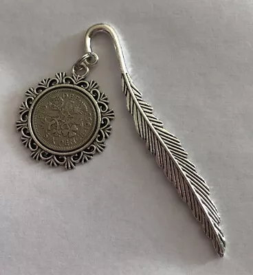 Sixpence 1953 Metal Silver Alloy 80mm Leaf Bookmark Gift Handmade  Sold As Seen • £4.50