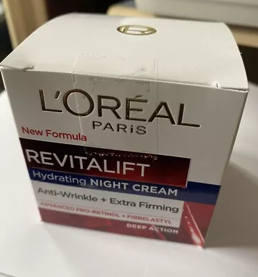 L`Oreal Paris Revitalift Hydrating Night Cream 50ml Anti-wrinkle+Extra Firming • £7.98