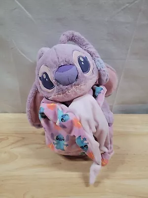 Disney Babies Angel Plush Stitch Girlfriend Swaddle Blanket Set Purple Lovey Toy • $32.99