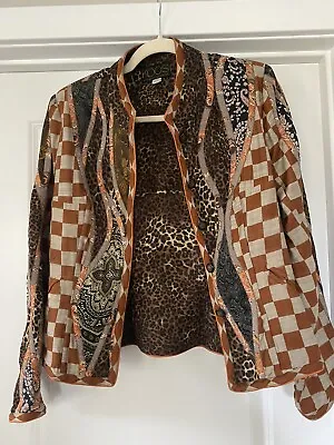 $235 • Buy Vintage Koos Van Den Akker Brown Patchwork Cheetah Print Coat Jacket