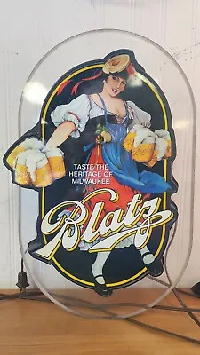 Blatz Beer Sign Vintage Lighted Wall Display Light Nos New Valerie Girl Infinity • $95