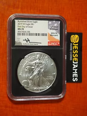 2019 W Burnished Silver Eagle Ngc Ms70 First Day Of Issue Fdi Mercanti Signed • $56.56