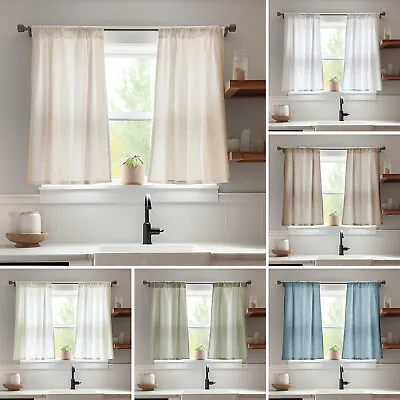 1 Set Privacy Linen Short Panels Window Curtains Light Filtering Curtains 26 W • $15.63
