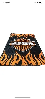 $35 • Buy Super Soft Plush Classic Black Harley Davidson Blanket / Throw Full Or Queen Siz