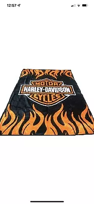$35 • Buy Super Soft Plush Classic Black Harley Davidson Blanket / Throw Full Or Queen Siz