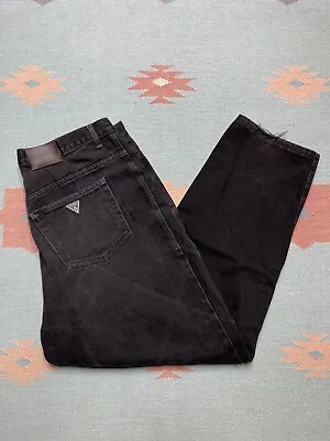 Vintage Y2k Baggy Jeans Guess Pascal Tapered Black Goth Grunge Skater 38x30 • $40