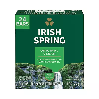 Irish Spring Bar Soap For Men Original Clean 3 Count Pack Of 8 • £38.57