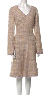 Rare Vintage Spring 2004 CHANEL Tweed Fringe Dress/ Multicolor/ Size FR 40 US 8 • $999
