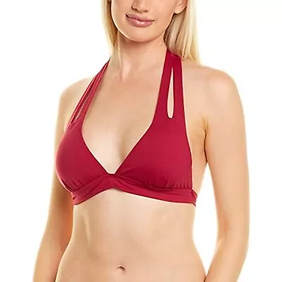 $74 La Blanca Island Goddess Banded Cut Out Halter Hipster Bikini Top 10 NWOT • $17.63