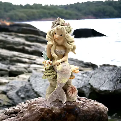 ATHENA MERMAID Enesco CORAL KINGDOM Large 9 STATUE FIGURE Nautical Coastal Decor • $35