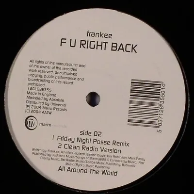 Frankee - F U Right Back (12 ) • £11.99