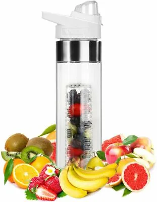 NEW Fruit Infuser Infusion Water Bottle-One Click Open Pro 24oz WHITE USA Yoga • $8.97