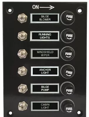 Marine Boat Standard 6 Gang Switch Fuse Panels 12v 24v - Black Caravan RV • $54.95