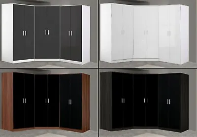 Reflect 3 Pc High Gloss Furniture Set 6 Door = Corner + 2 Door + 2 Door Wardrobe • £564.99