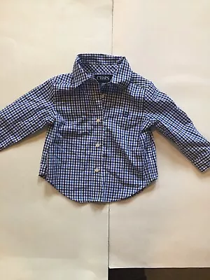Baby Boys Long Sleeve Infant Dress Shirt 12M Chaps Blue Plaid GUC • $11.51