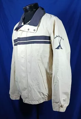 Vintage Nautica Sailing Jacket Full Zip Embroidered Cream Men's Medium • $29.99