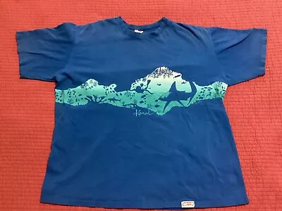 Vintage Cape Cod Shirt Size Large Blue USA Made Scuba Diving Shark Beach 90s • $20