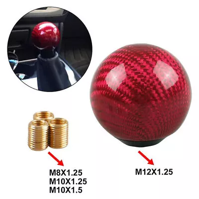 Real Carbon Fiber Red Ball Manual MT Gear Shift Shifter Knob Universal Car • $25.99