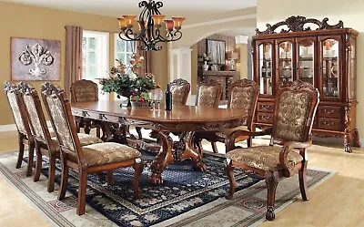 NEW Traditional Brown Oak Dining Room 9 Piece Rectangular Table Chairs Set ICC0 • $3658.89