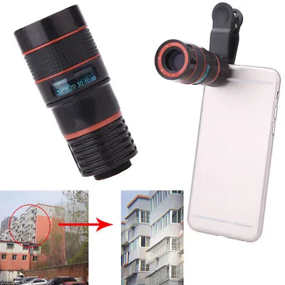 $12.44 • Buy 8×Zoom Telescope Magnifier Phone Camera Lens Holser For Camera Mobile Cell Phone