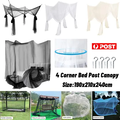 4 Corner Post Bed Canopy Mosquito Net Netting Full Queen King Size Bed Curtain A • $32.24