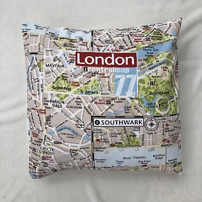 NEW 16  Retro Iconic London UK Map Tourist Sights Designer Cushion Cover • £6.50