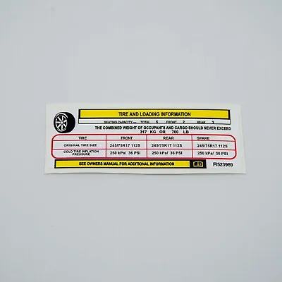Tire Pressure VIN Label Sticker For All GM Ford Chrystler Trailer • $49.99
