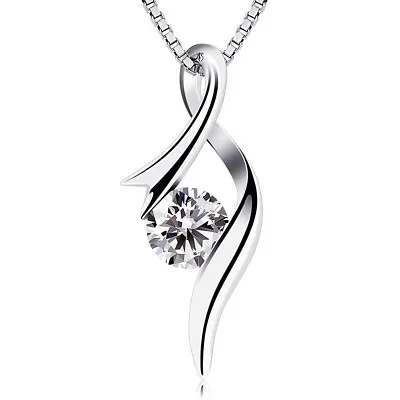 Women Elegant 925 Silver Necklace Pendant Cubic Zircon Wedding Chain Jewelry New • $3.21