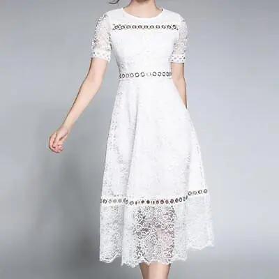 $0.99 • Buy Women Lace Floral Sweetheart Fit And Flare Cocktail Dress Evening Party Wedding