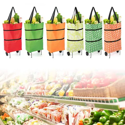£7.99 • Buy Shopping Trolley Cart Bag Foldable Wheels Carts Bags Market Luggage Basket Bag