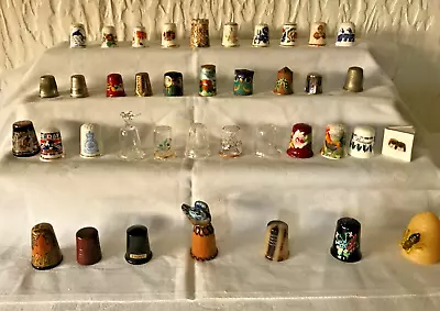 Thimbles Collection 39 Varied Selection Of Ceramic Metal Glass Wood Ebony. • £20