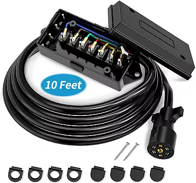  7 Way Trailer Wire Junction Box With Cord 4 Wire Trailer Cable RV Accessories • $24.99