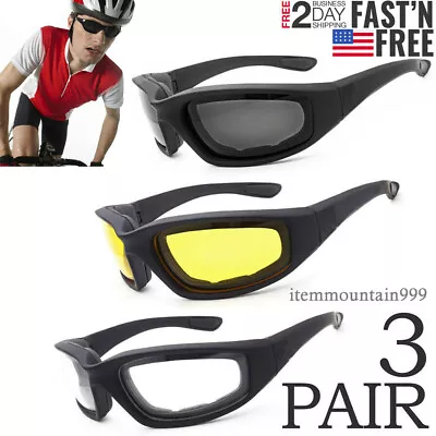 3 PAIRS Combo Padded Chopper Wind Resistant Sunglasses Motorcycle Riding Glasses • $9.30