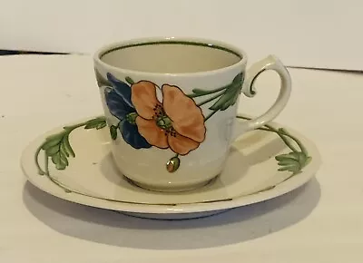 6 Villeroy & Boch Amapola Orange Flowers Cups And Saucers • $22.99