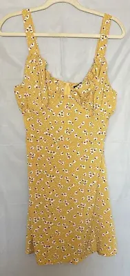 Zaful Dress Women's Size 6 Yellow Floral Casual Summer Short NEW • $16